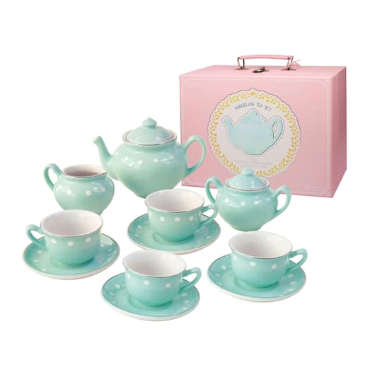 Bright Stripes Mint Porcelain Tea Set